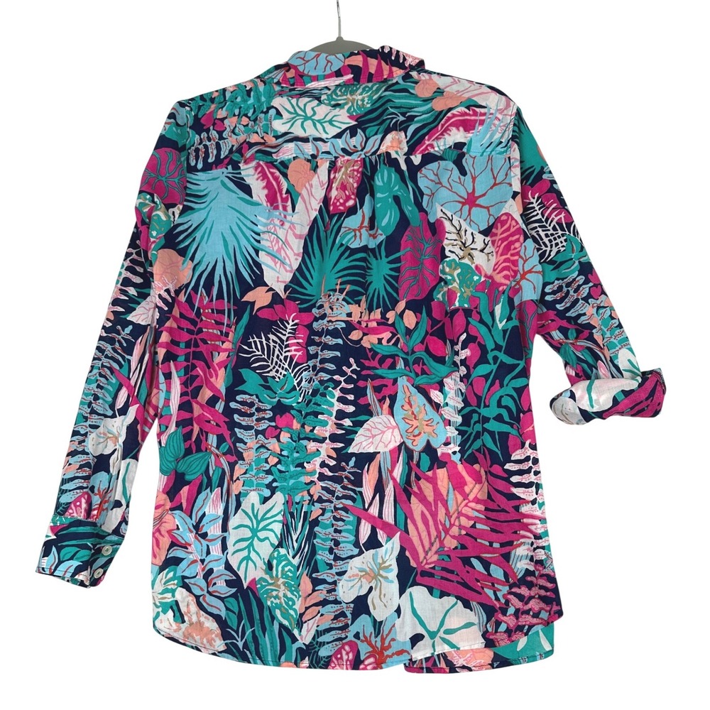 Talbots Tropical Button Down Shirt Womens Plus 14-16 Preppy Coastal Resort - Picture 4 of 6